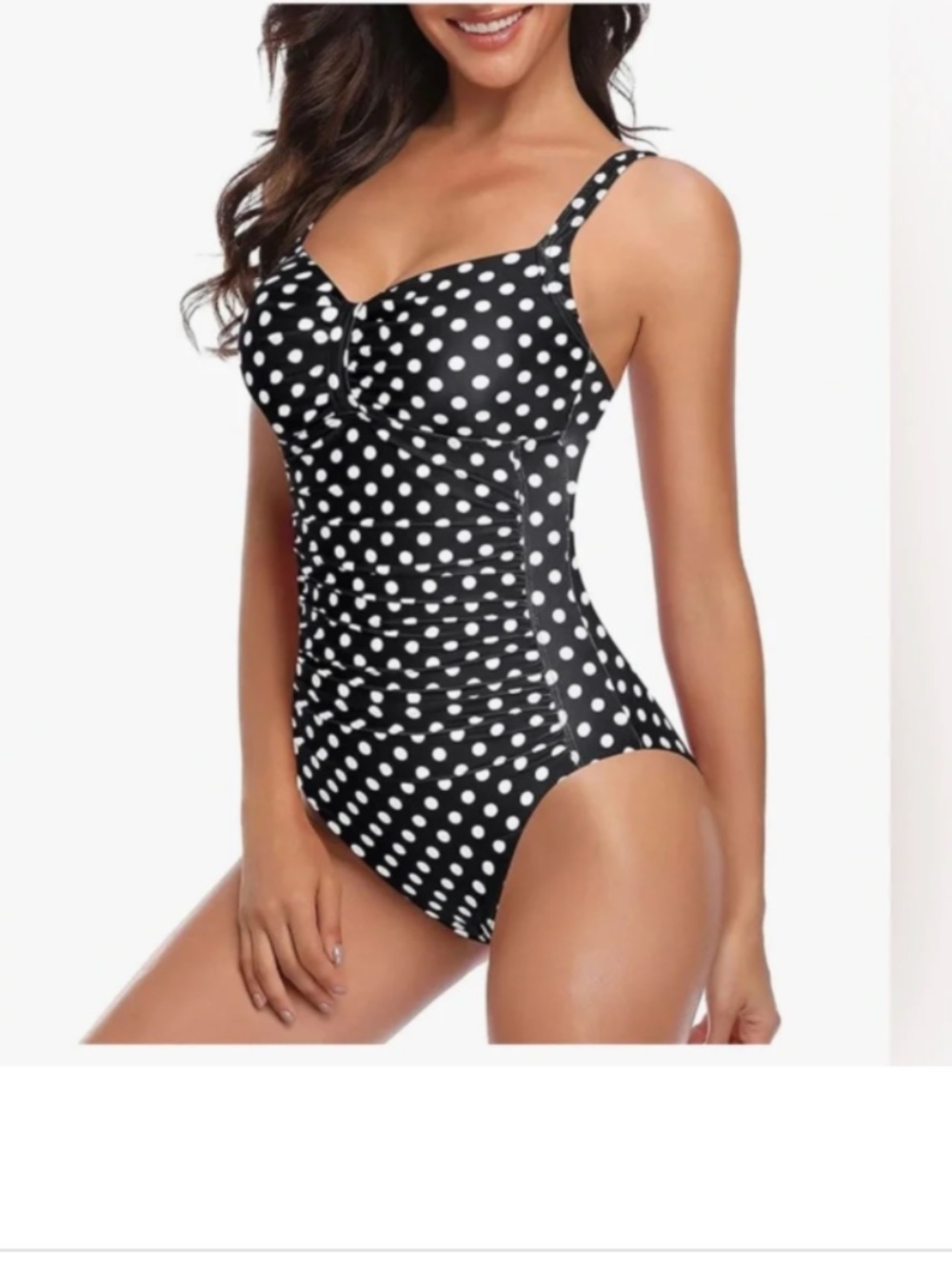 Tempt Me One Piece Halter Swimsuit Black Polka Dot XS Beach Retro Pin Up